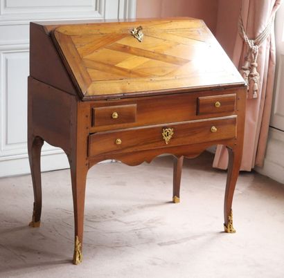 Sloping desk in molded cherrywood, opening...