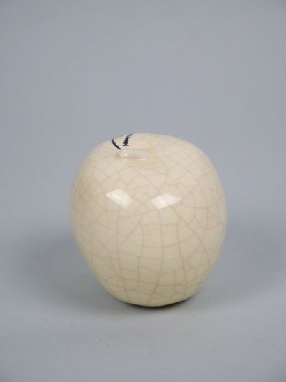 LONGWY 
Cracked earthenware apple with enameled...