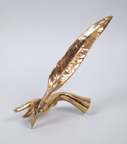 Yves LOHE (Born 1947)
Hand with pen 
Bronze...