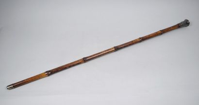 Imitation bamboo cane sword with silver-plated...