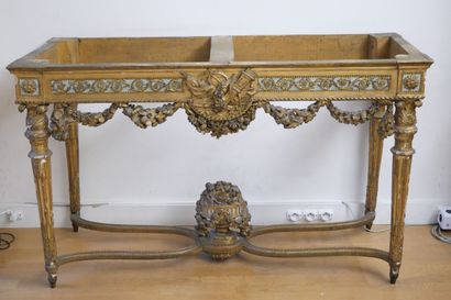 Rectangular console table in finely carved,...