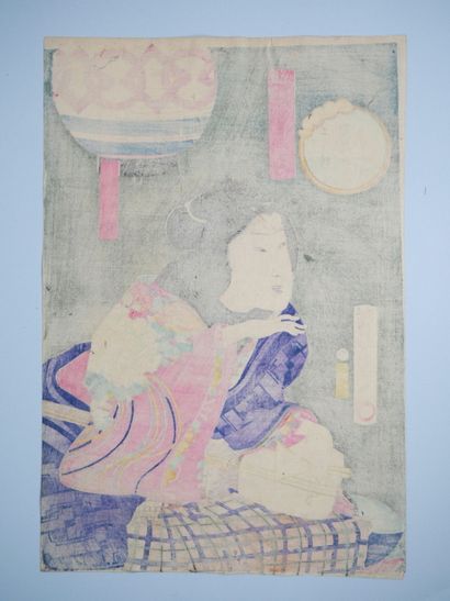 Set of six prints, oban tate-e:

- Utagawa...