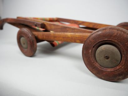 Small doll's deckchair in natural wood with...