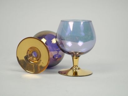 Part of a tinted and gilded glass service...