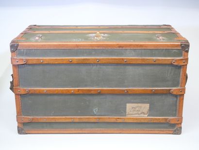 Travel trunk in studded leather, cardboard...