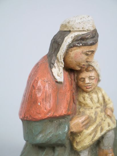 Polychrome plaster subject depicting a Breton...