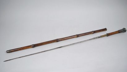 Imitation bamboo cane sword with silver-plated...