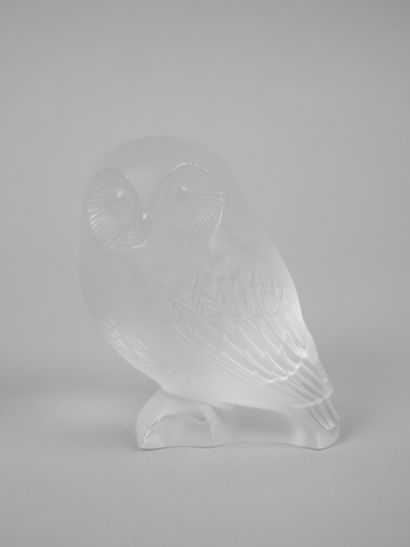 LALIQUE FRANCE
Owl
Partially frosted crystal...