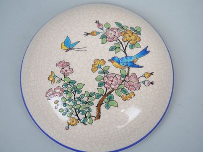 LONGWY
Cracked earthenware round box with...