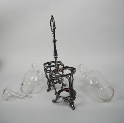 Pair of glass oil and vinegar cruets with...