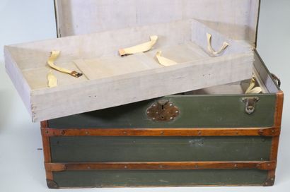 Travel trunk in studded leather, cardboard...