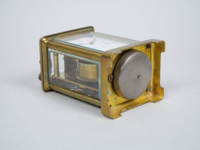 Officer's travel alarm clock with brass cage...