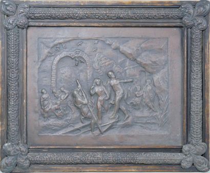 Sheet metal bas-relief depicting the Abduction...