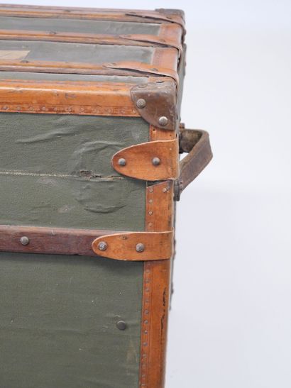 Travel trunk in studded leather, cardboard...