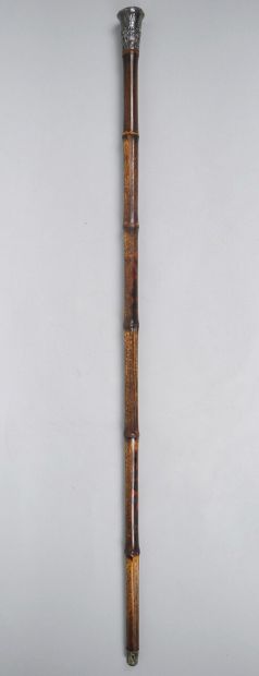 Imitation bamboo cane sword with silver-plated...