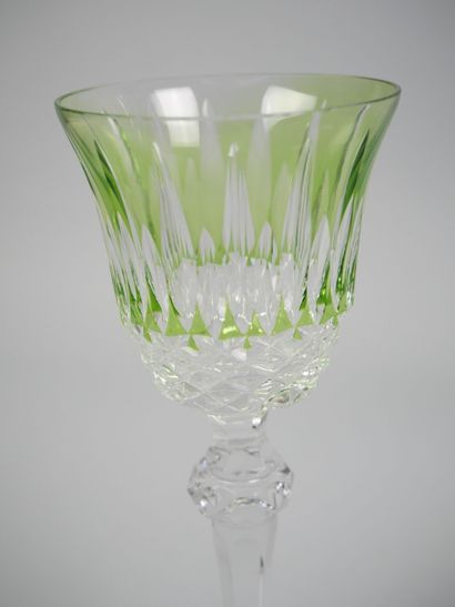 Reunion of 10 footed glasses, partially tinted...