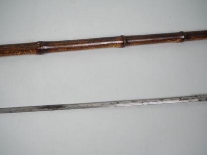 Imitation bamboo cane sword with silver-plated...