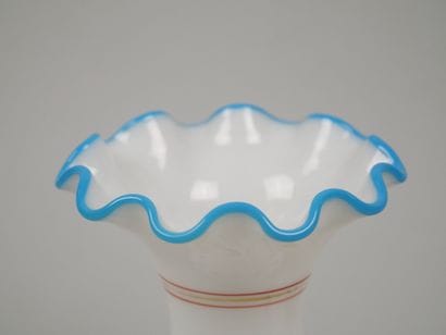 Pair of white opaline vases decorated with...