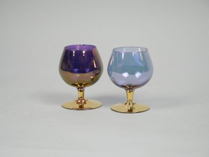 Part of a tinted and gilded glass service...