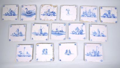DELFT
Set of fifteen earthenware tiles with...