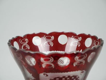 Medici vase in ruby crystal, with engraved...