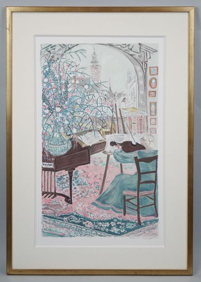 Renée HALPERN (1914-2008) 
Le salon de musique
Lithograph...