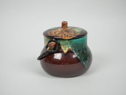 VALLAURIS
Small ceramic covered pot with...