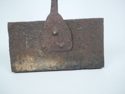 Cast iron waffle iron with foliage and fleur-de-lys...