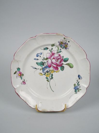 APREY and SCEAUX
Two rimmed earthenware plates...