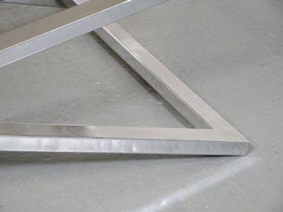 Chromed metal coffee table, X-shaped base,...