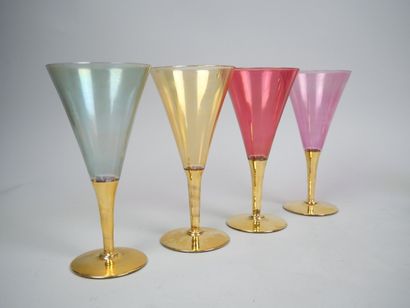 Part of a tinted and gilded glass service...