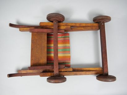 Small doll's deckchair in natural wood with...