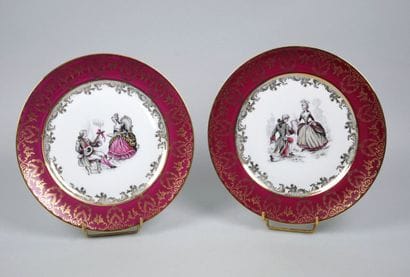LIMOGES FRANCE
Pair of porcelain dishes decorated...
