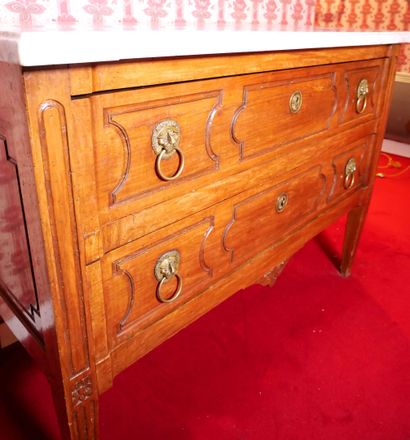 Molded walnut chest of drawers, opening with...
