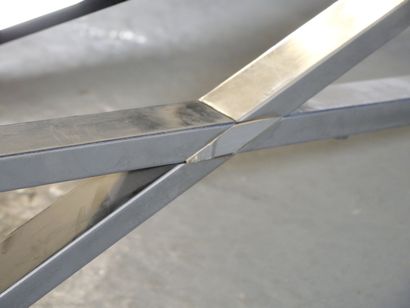 Chromed metal coffee table, X-shaped base,...