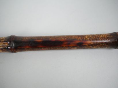 Imitation bamboo cane sword with silver-plated...