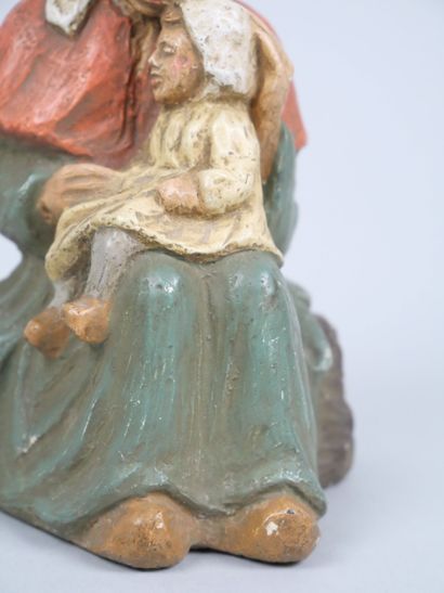 Polychrome plaster subject depicting a Breton...