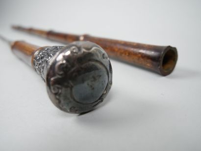 Imitation bamboo cane sword with silver-plated...
