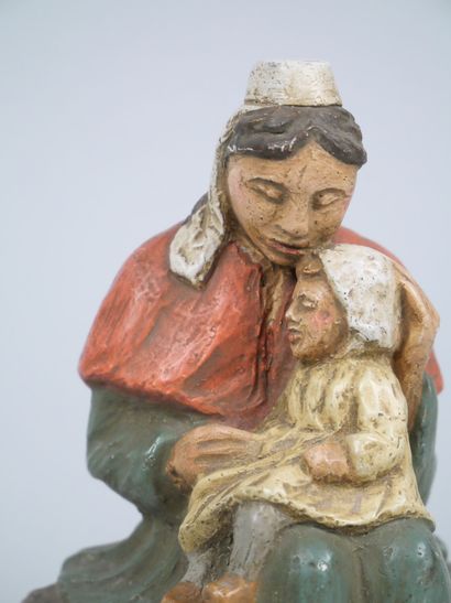 Polychrome plaster subject depicting a Breton...