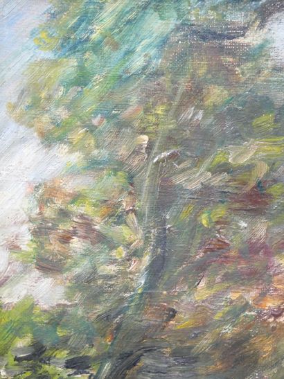 Modern School
People in a park
Oil on canvas...