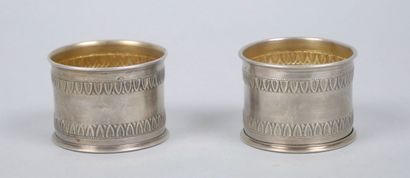 Pair of napkin rings in 950-thousandths silver...