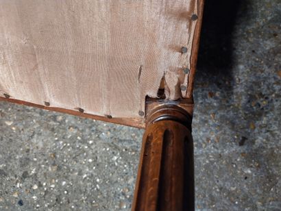 Moulded and carved natural wood armchair...