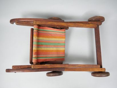 Small doll's deckchair in natural wood with...