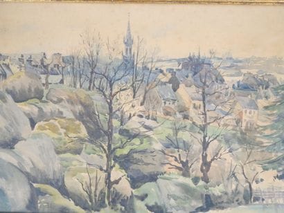 Paul CAMUS (1874-1939)
Breton village 
Watercolor...