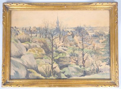 Paul CAMUS (1874-1939)
Breton village 
Watercolor...