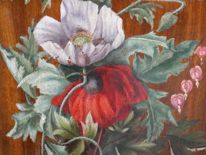 Set of two decorative panels in natural wood,...