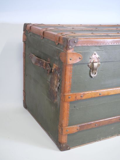 Travel trunk in studded leather, cardboard...
