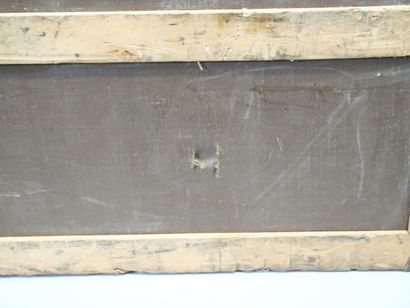 Travel trunk in studded leather, cardboard...