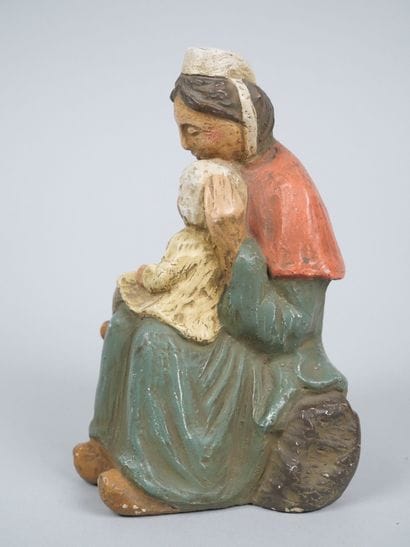 Polychrome plaster subject depicting a Breton...