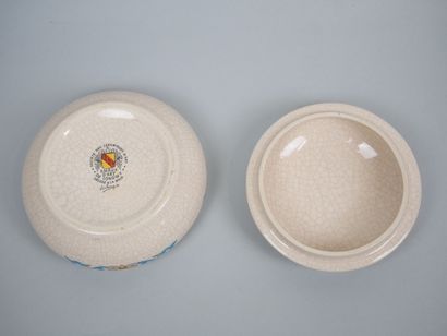 LONGWY
Cracked earthenware round box with...